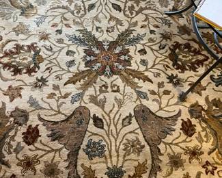 Rug In Cream, Green, Burgandy And Blue