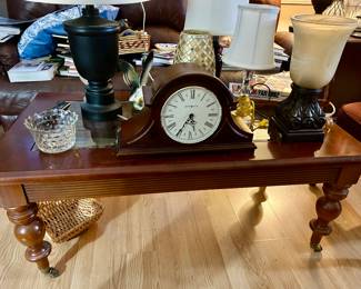 Wood coffee table with glass insert top