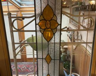 Craftsman Style Stained Glass Panel with Floral Motif