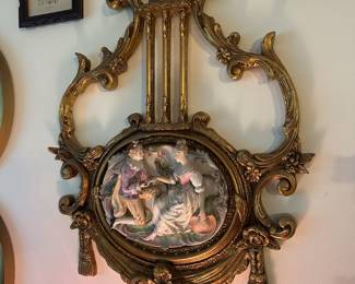 Rococo Harp Framed 3D Victorian Couple Wall Art