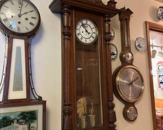 Victorian Carved Wood Wall Clock with Eagle Motif