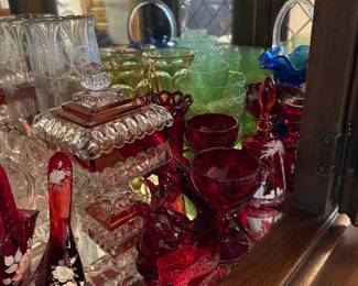 1940's Westmoreland Ruby Cut to Clear Compote