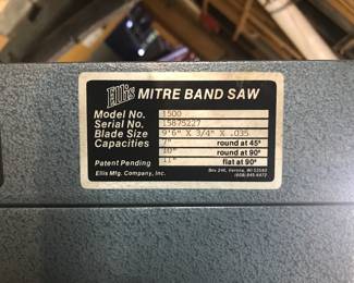 Ellis Mitre Band Saw - Model # 1500
