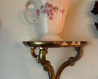 Pair of Gold Glit Italian Style Wall Mount Shelves