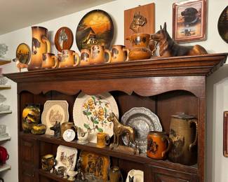 Taylor Smith Dog Portraits Pitcher with 6 Mugs, Lord Nelson Pottery Pitcher, Brass Boxer Door Stop