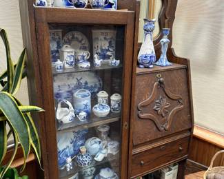 Dark Oak Side by Side Secretary Desk