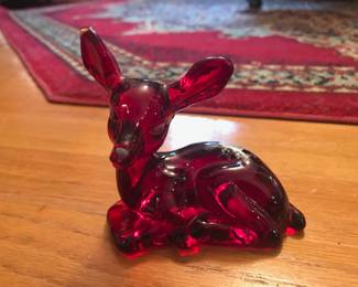 Fenton Ruby Red Fawn Glass Art Figurine 