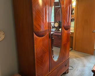 French Marquerty Art Deco Double Door Wardrobe with Mirrored Front