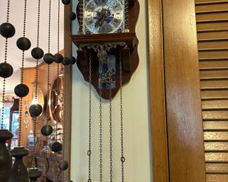Franz Hermle Cast Brass And Fruitwood Wall Clock 
