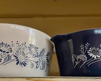 Pyrex Colonial Mist Blue & White Nesting Casserole Bowls
