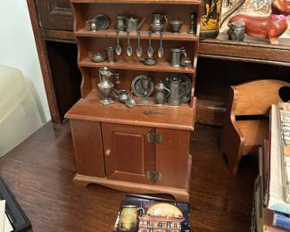 Franklin Mint Colonial American Pewter Miniature Collection Hutch