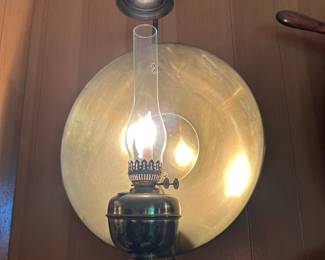 Brass Wall Mounted Corded Hurricane Lamp with Reflector