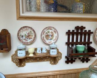 Folk Art Wooden Trinket Display Shelf