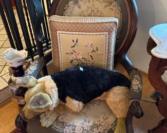 19th Century French Victorian Parlor Arm Chair with Floral Needlepoint Upholstery