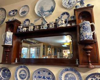 Mahogany Hall Mirror with Shelves