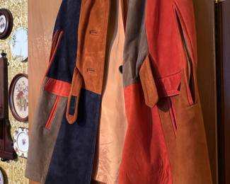 Multicolored Color Block Suede Leather Jacket