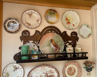 Spode Copeland "Husk" Dinner Plate & Salad Plate, Ironstone Brown Windmill Village Water Scene Oval Serving Platter, Noritake Hand Painted Chestnut Design Bread & Butter Plate