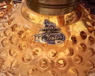 Fenton Amber Hobnail Apothecary Jar,  Fenton Amber Hobnail Oil Lamp