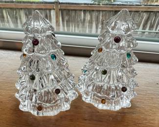 Pair of Lenox Bejeweled Crystal Christmas Tree Figurines