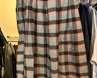 Tweed Brown, Blue and Tan Plaid Skirt