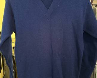 Lasley Knitting Co. 100% Virgin Wool Navy Blue V-Neck Sweater - Size 36