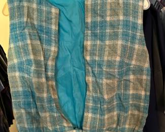 Circa 1960's Turquoise/Gray Plaid Vest