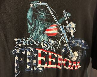 Black Ride On Freedom Graphic T-Shirt