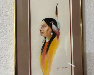 Native American Watercolor Portrait by Algie Piapot