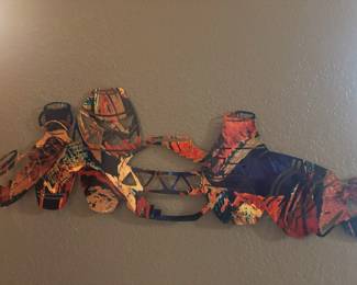 Abstract Painted Metal Sculpture of Pottery Vessels