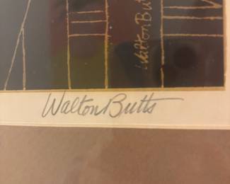 Framed & Matted Silkscreen Print "Ferry Dock" by Walton Butts