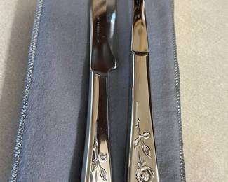 Oneida Imperial Stainless “My Rose” Carving Fork & Knife