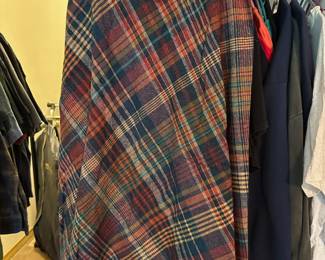 Circa 1960's Blue, Orange, Blue Plaid Skirt