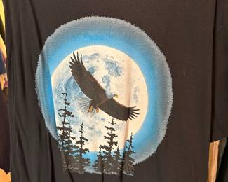 Black American Bald Eagle Flying at Night Graphic T-Shirt