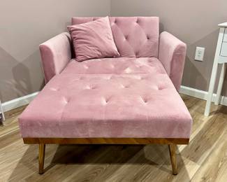 Pink Tufted Oversized Chair and Ottoman