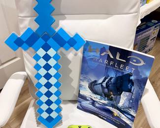 Minecraft Sword, Video Game Magazine and Controller