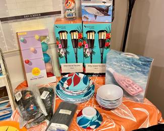 Outdoor Lights, Tiki’s, Water Shoes Pool Floats 