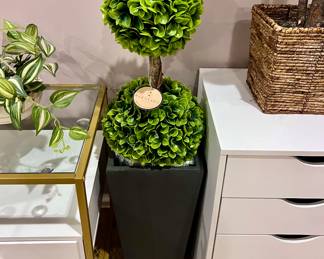 New Topiary, White and Gold Side Table and White Drawer Organizer