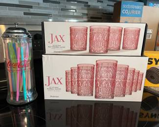 New in Box Pink Glasses, Coca Cola Straws