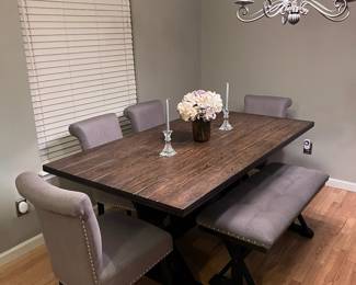 Lexington Farmhouse Dining Table and Chairs With Bench