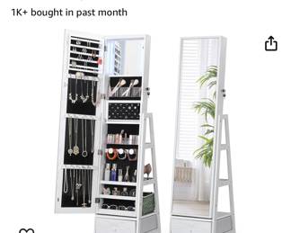 NEW in Box 360 Swivel Lighted Jewelry Cabinet