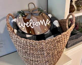 Large Basket, Blanket and Decor