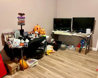 Halloween Decor and Flatscreen TVS