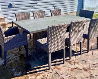 TK Classics DTREC-KIT-6 Monterey Dining Set, Grey Stone / Outdoor Table and Chairs