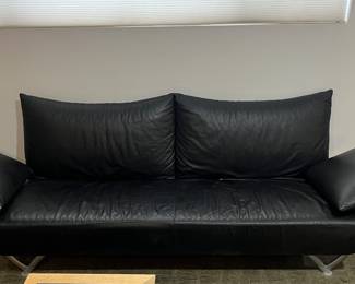 Black Leather Couch (does have slight damage on armchair pillows)
