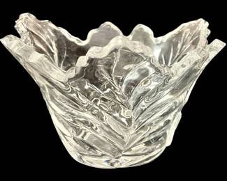 Vintage Crystal Maple Leaf Dish