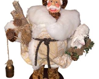 Decorative Santa W Logs Sheep