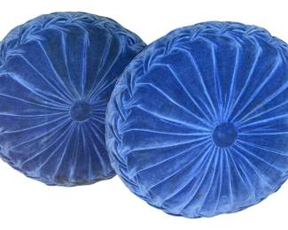 Two French Tufted Round Cushions