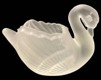 Vintage Frosted Glass Swan