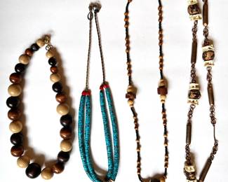 4 Vintage Bead Necklaces: Copper, Wood & Other Natural Stones
Lot #: 122