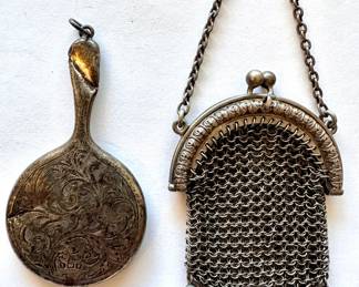 Miniature Sterling Silver Mesh Bag & Mirror Pendants
Lot #: 16